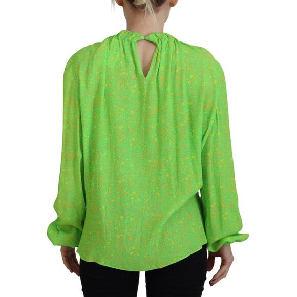 Dsquared² Green Stars Print Viscose Long Sleeves Blouse Women's Top (Pre-Owned) - Picture 3 of 5